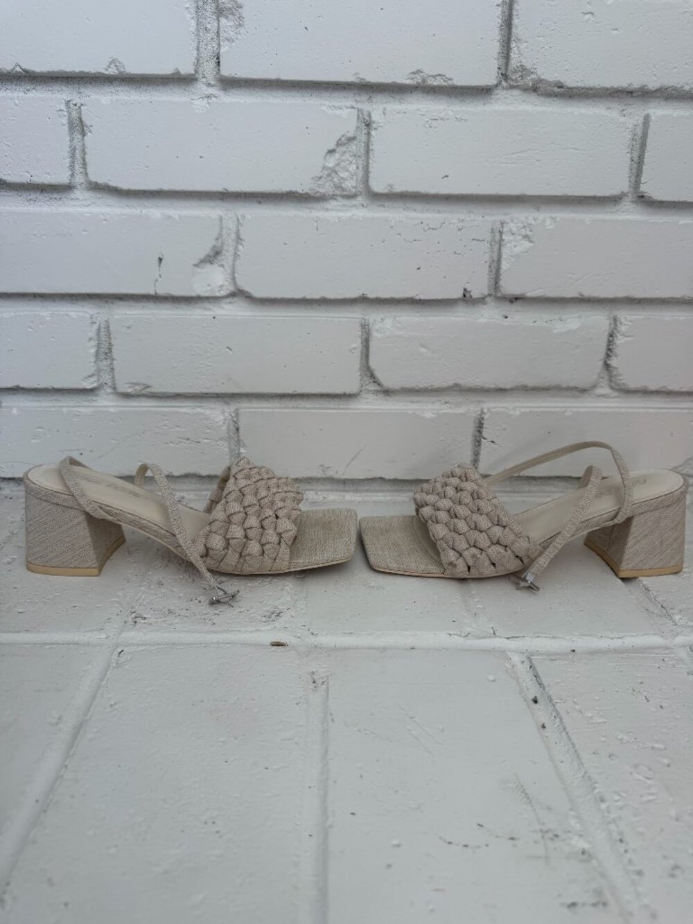Public Desire Braided Woven Slingback Block Heel Sandals UK 4 / US 6